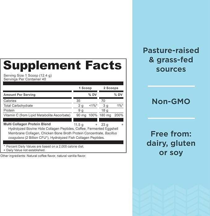 Ancient Nutrition Hydrolyzed Collagen Peptides Powder, Cold Brew Multi Collagen Protein for Women