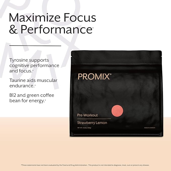 Promix Pre-Workout Powder, Strawberry Lemon ??Boosts Focus, Energy & Endurance ??With Caffeine