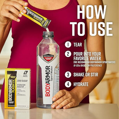 BODYARMOR Flash IV Electrolyte Packets, Tropical Punch - Zero Sugar Drink Mix, Single Serve Packs