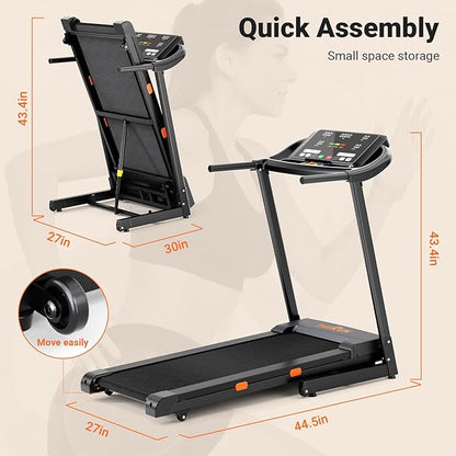 THERUN Incline Treadmill for Running and Walking, 300 lbs Weight Capacity, Wide Belt, 3.0 HP, 18"