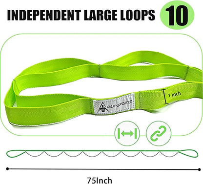 Stretching Strap Yoga Strap with Loops, Stretch Straps for Physical Therapy, Non-Elastic Exercise