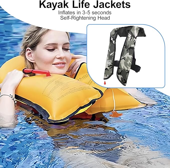 Automatic/Manual Inflatable Life Jacket| Inflatable PFD Kayak Vest Adult| Life Vest for Adults|