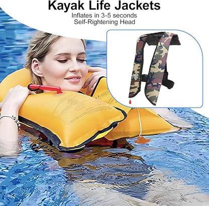 Automatic/Manual Inflatable Life Jacket| Inflatable PFD Kayak Vest Adult| Life Vest for Adults|