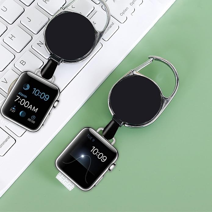 Badge Holder Retractable Clip Compatible with Apple Watch Band Series 10, Ultra 2, SE, 8 7 6 5 4 3