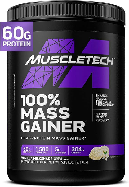 MuscleTech High Protein Mass Gainer for Men & Women - Protein Powder Shakes for Weight Gain, Muscle