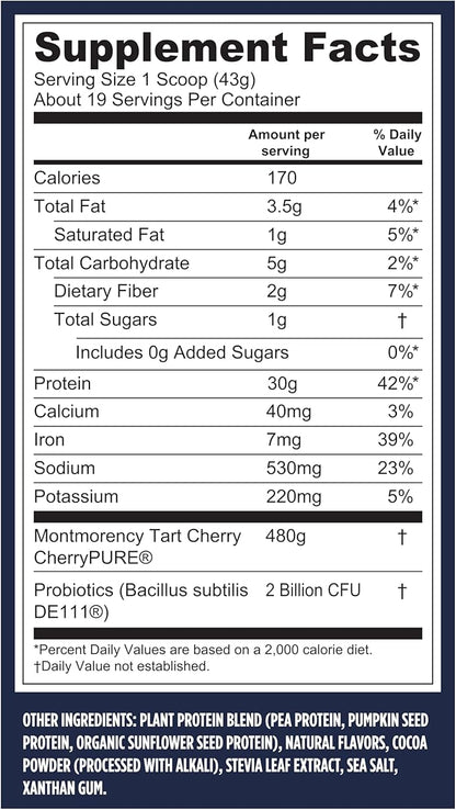 Vega Sport Vegan Protein Powder + Recovery - 30g Plant Based Protein per Serving, Mocha, 19