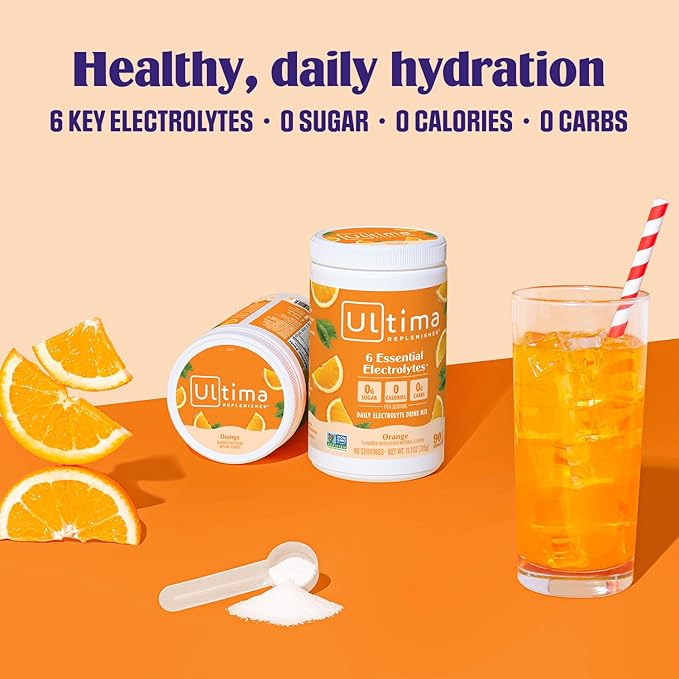 Ultima Replenisher Daily Electrolyte Powder Drink Mix ??Sugar Free ??Orange, 90 Servings