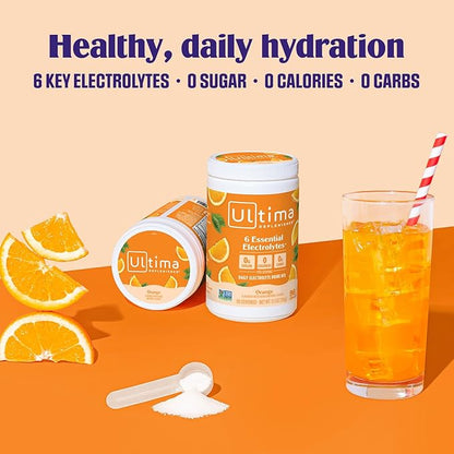 Ultima Replenisher Daily Electrolyte Powder Drink Mix ??Sugar Free ??Orange, 90 Servings