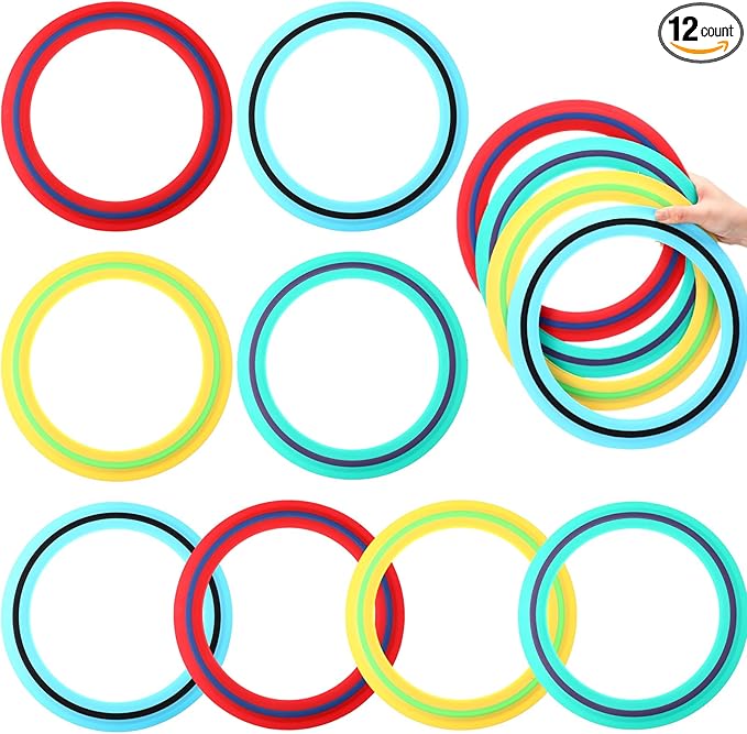 12 Pack Flying Ring 11 Inch Flying Disc Bulk for Backyard Beach Outdoor Soft Sport Discs for Beach