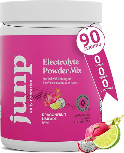JUNP Electrolytes Powder No Sugar No Carbs - Dragonfruit Limeade Keto Electrolyte Drink Mix