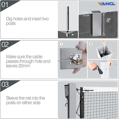 Pro Pickleball Net Portable with Wheels – 22ft Heavy Duty Pickleball Net System with Sturdy