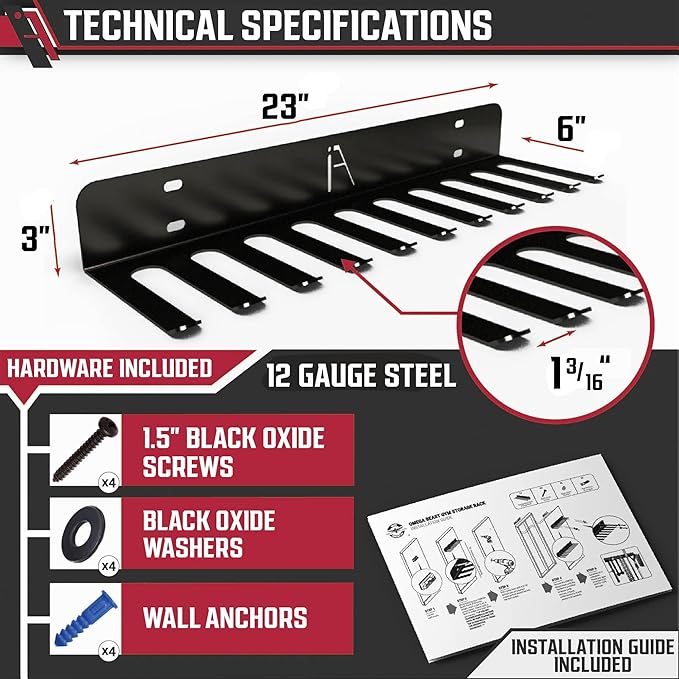IRON AMERICAN (BEAST + OMEGA) Gym Storage Racks 9 & 11 Hook (2-RACKS) Heavy-Duty Gym Wall Organizer
