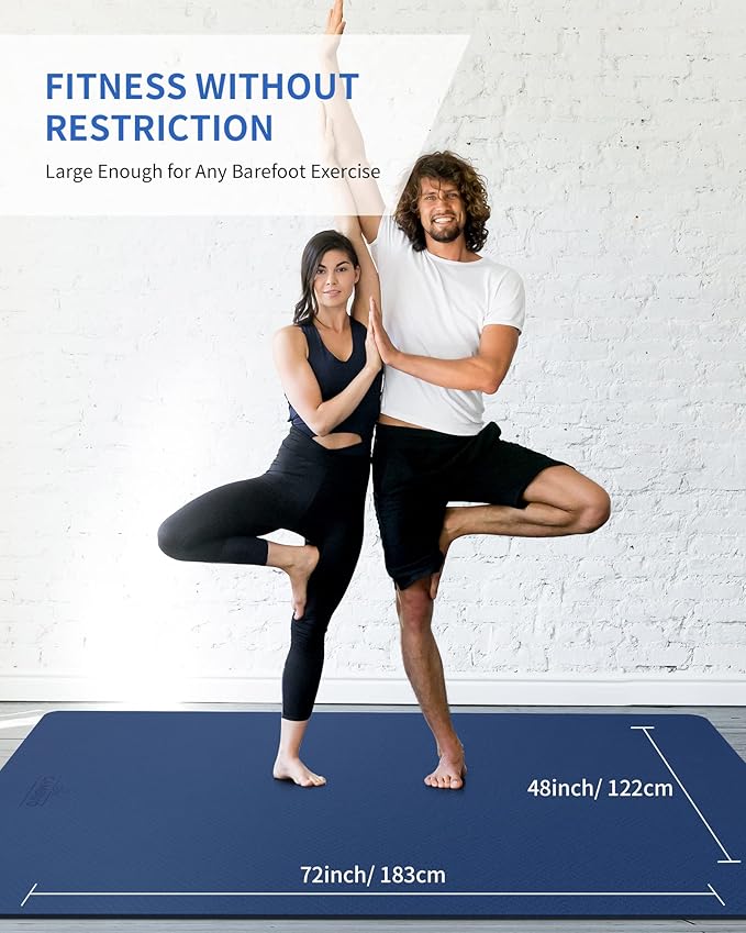 CAMBIVO Large Yoga Mat (6'x 4'), Extra Wide Workout Mat for Men and Women, Yoga Mat Thick 1/3 &1/4