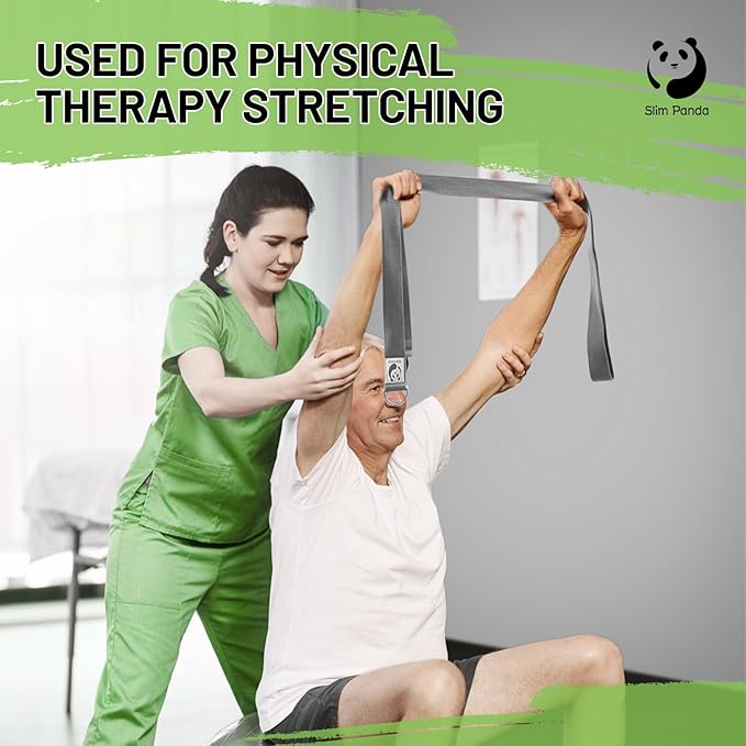 Slim Panda Yoga Strap for Stretching,Cotton Yoga Strap with Adjustable D-Ring Buckle,Non-Elastic