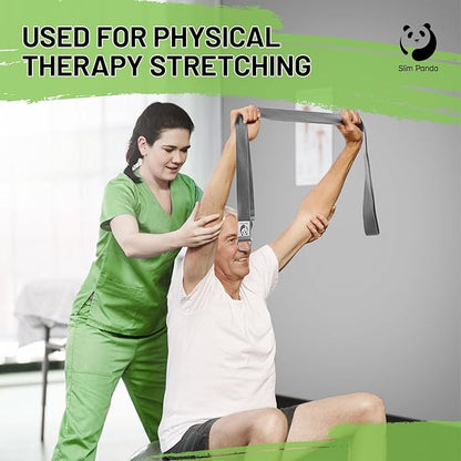 Slim Panda Yoga Strap for Stretching,Cotton Yoga Strap with Adjustable D-Ring Buckle,Non-Elastic