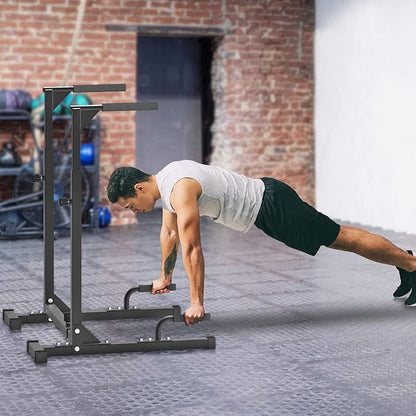 SELEWARE Heavy Duty Dip Bar, Adjustable Width & Height Dip Station Home Gym Fitness Equipment