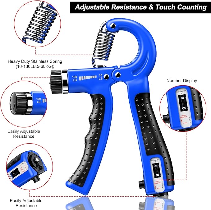KDG Hand Grip Strengthener 2 Pack Adjustable Resistance 10-130 lbs Forearm Exerciser，Grip Strength