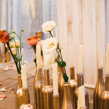MTLEE Multi Height Beige Taper Candles - Unscented, 8/10/12 Inch, 8 Hour Burn Time, Perfect for
