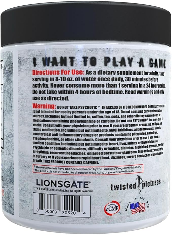 Insane Labz Psychotic SAW®, High Stim Pre Workout Powder with OxyGold­??and AMPiberry®, Extreme