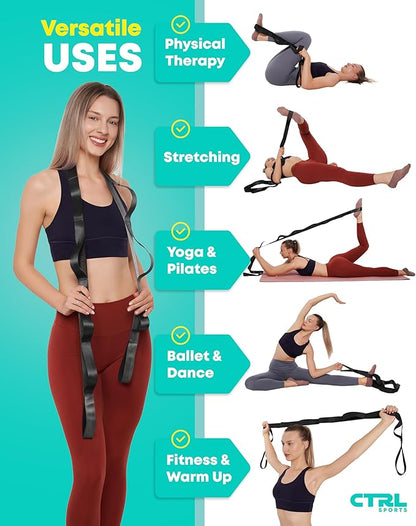 Stretching Strap Non Elastic Yoga Strap with Loops - Stretching Band for Physical Therapy, Stretch