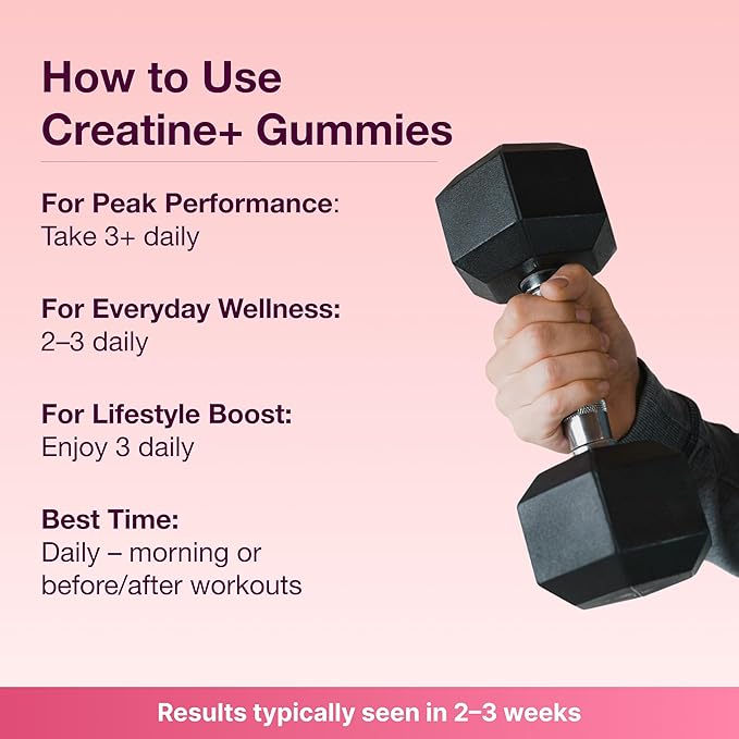 Creatine Gummies for Men & Women - Creapure® Creatine Monohydrate, L-Theanine, L-Tyrosine & B12 for
