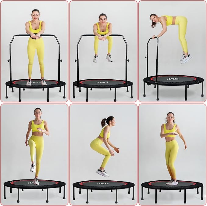 450 LBS Foldable Mini Trampoline for Adults & Kids 40" Rebounder Trampoline with Adjustable Foam
