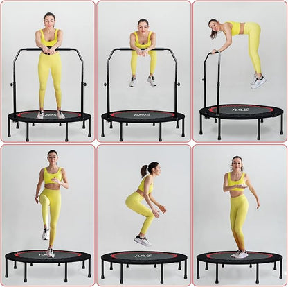 450 LBS Foldable Mini Trampoline for Adults & Kids 40" Rebounder Trampoline with Adjustable Foam