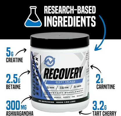 Outwork Nutrition Post Workout Recovery Powder - Creatine Monohydrate, KSM-66 Ashwagandha & Tart