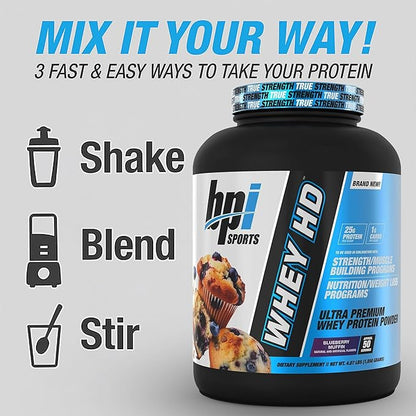 BPI Sports Whey HD Ultra Premium Protein Powder Isolate | Workout Whey Protein Powder for Men &