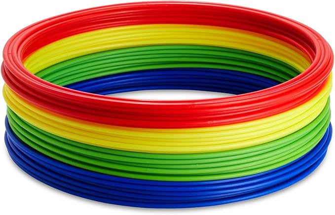 Juvale Agility Rings for Training - 24-Pack, 15.75-Inch, Red, Yellow, Blue & Green - Speed Agility