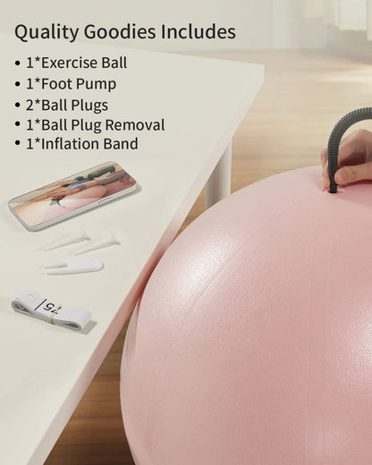YOTTOY Exercise Ball for Pregnancy,Anti-Burst Yoga Ball for Physical Therapy,Stability Ball for