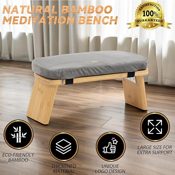 Meditation Bench, Bamboo Meditation Stool, Folding Kneeling Meditation Bench, Seiza Prayer Bench