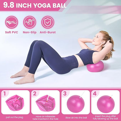 Home Pilates Essentials Kit for Women,Pilates Equipment Set with 9 Inch Yoga Ball,Figure 8