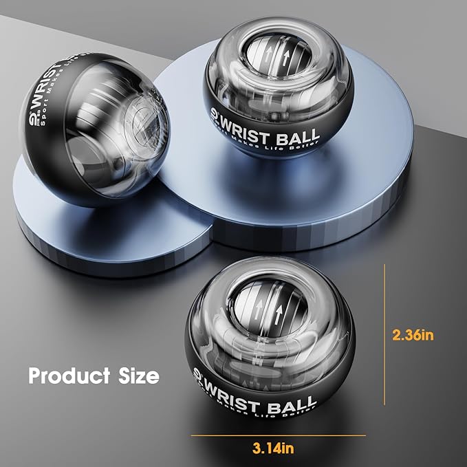 Wrist Trainer Ball Auto-Start Gyroscopic Forearm Exerciser Gyro Ball for Strengthen Arms, Fingers