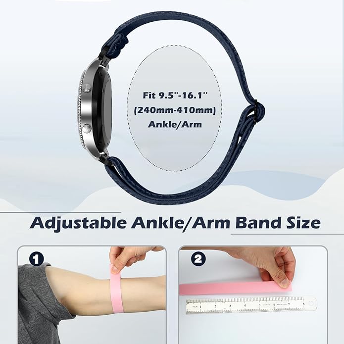 2 Pack Elastic Ankle/Arm Watch Bands Compatible with Garmin Venu 3/Venu 2/Vivoactive 4, Garmin