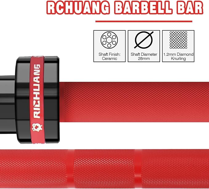7ft Olympic Barbell, Weightlifting Barbell 28mm 45lb - 500/700/1000lbs Capacity with Smooth