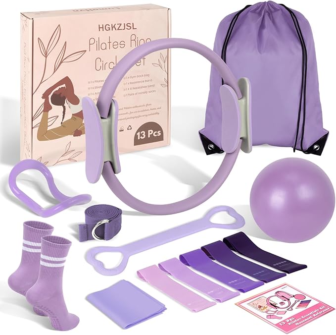 Home Pilates Essentials Kit for Women,Pilates Equipment Set with 9 Inch Yoga Ball,Figure 8