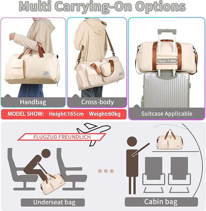 FIORETTO Women's Gym Duffle Bag with Shoes Compartment, 37L Capacity, Ideal for Travel, Gym