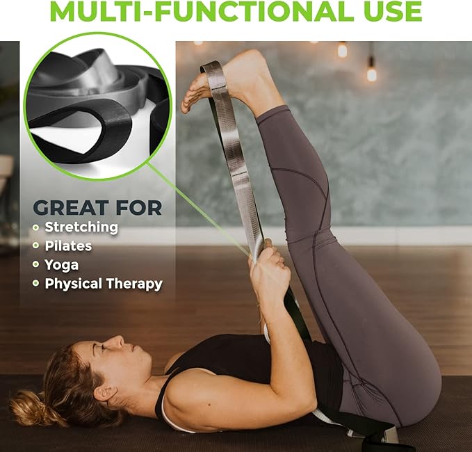 Gradient Fitness Stretching Strap for Physical Therapy, 12 Multi-Loop Stretch Strap 1.5" W x 8' L