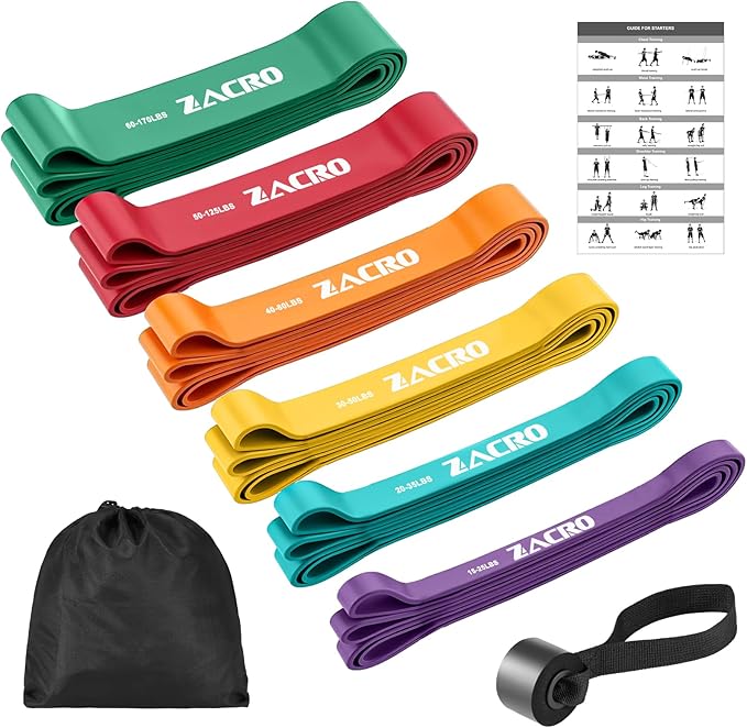 Zacro Resistance Bands, 6 Resistance Levels Pull Up Assistance Bands, Exercise Bands for Men&Women