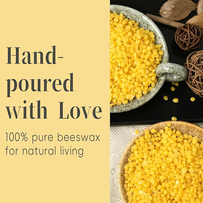 4 Packs 3x6 Inch Beeswax Candles, Large Honeycomb Beeswax Pillar Candles, 45 Hours Burn Time
