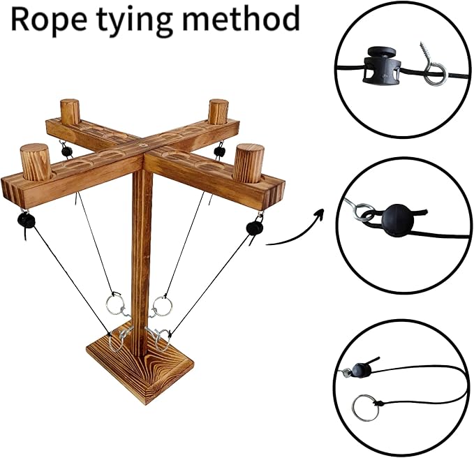 Ring Toss Games for Adults,Wooden Hook and Tossing Game,Hook and Ring Games 2-4-Player PK, Ring