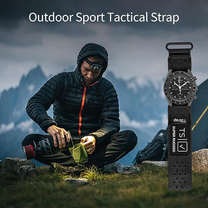 TStrap Nylon Sport Watch Band - Black Quick Release Watch Straps for Men Women - Athletic Military