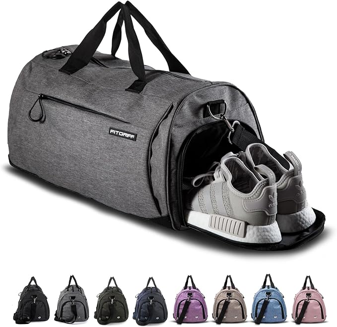 Fitgriff® Gym Bag for Men & Women with Shoe & Wet Compartment - Duffle Bag for Travel, Sports