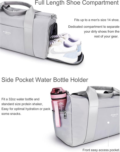 Gym Bag for Men and Women with Shoe Compartment & Wet Pocket - Duffle Bag for Travel Sports Fitness