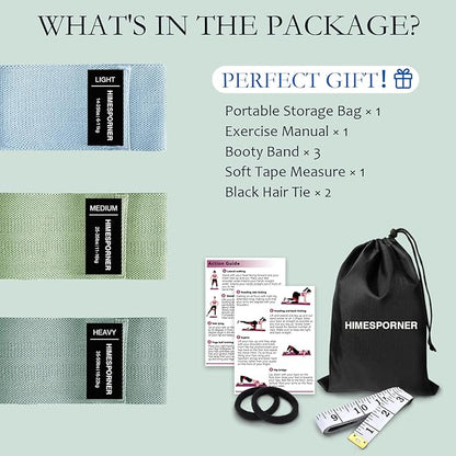 Wide Fabric Resistance Bands for Working Out, 3 Level Non-Slip Exercise Booty Bands for Women & Men