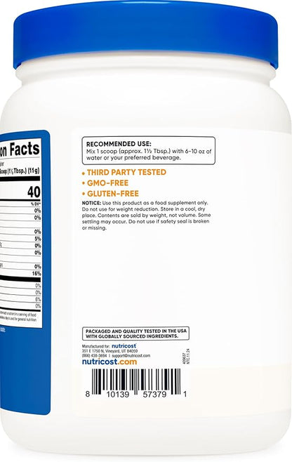 Nutricost Soy Protein Isolate Powder, 1 LB Unflavored - 10 Grams of Protein Per Serving, Vegan