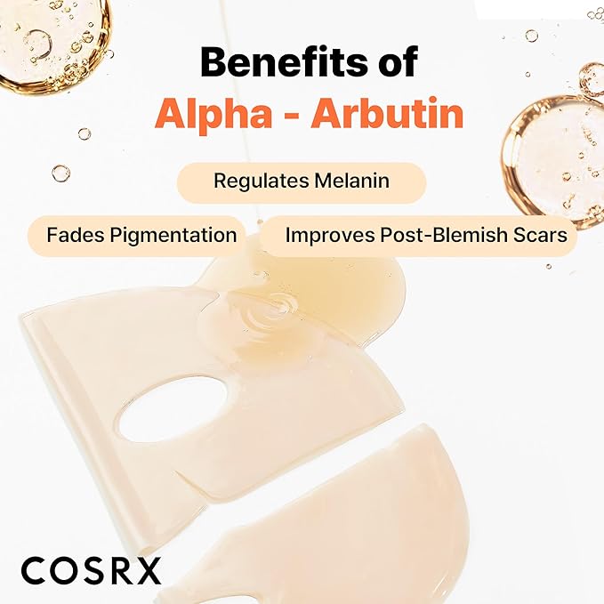 COSRX The Alpha-Arbutin Discoloration Care Hydrogel Face Masks Skincare 3 EA, Collagen Face Mask