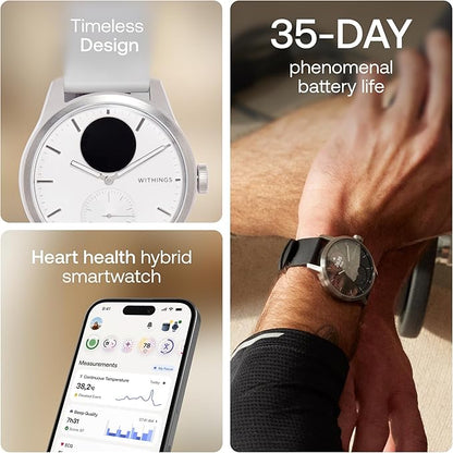 Withings ScanWatch 2 - Hybrid Smart Watch, Heart Rate Monitoring, Fitness Tracker, Cycle Tracker
