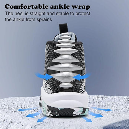JMFCHI Kids Basketball Shoes High-top Sports Shoes Sneakers Durable Lace-up Non-Slip Running Shoes